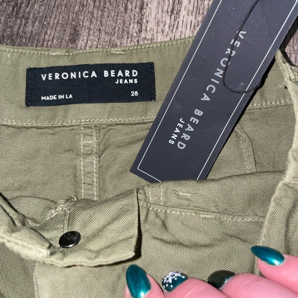 Veronica Beard Arya Twill Carpenter Pants Green Paint Splatter Size 28 NWT - Picture 5 of 12